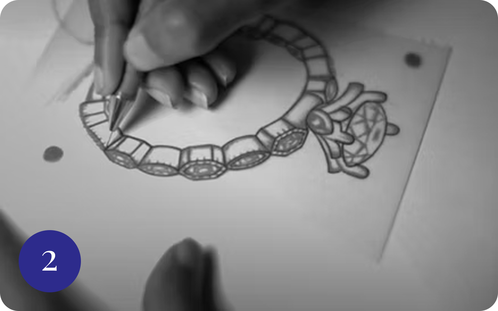 Hand sketching detailed gemstone necklace design